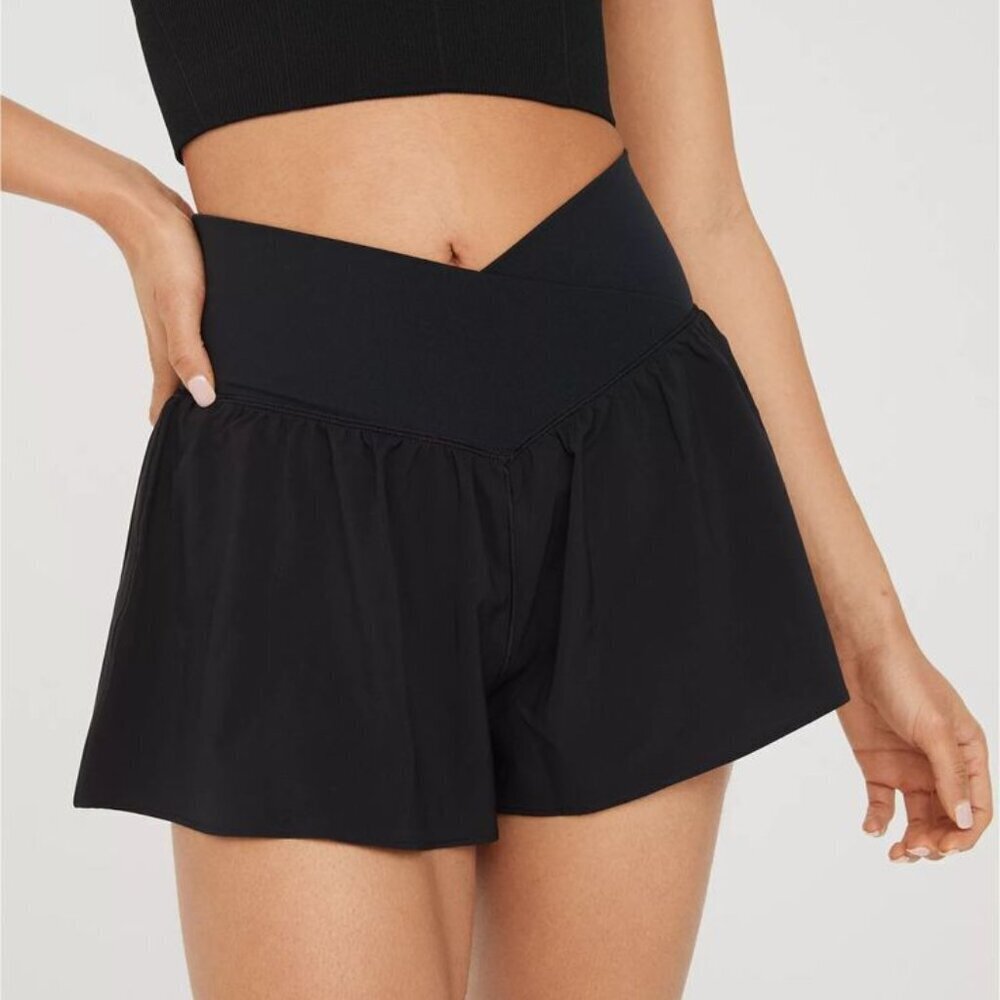 OFFLINE By Aerie Real Me Crossover Black Tennis Skort Flowy Sz L